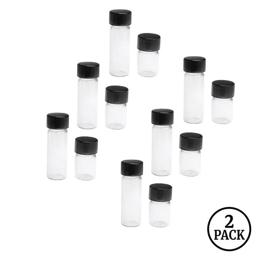 2 Pack 12PC Glass Vials w/ Screw Top Lids, Gold Flake & Essential Oil, 1 Dram