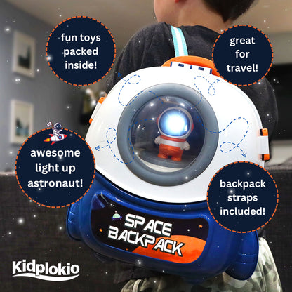 Kidplokio 15pc Space Toys Explorer Voyager Backpack Light Up Astronaut, 10 Inch, view 2