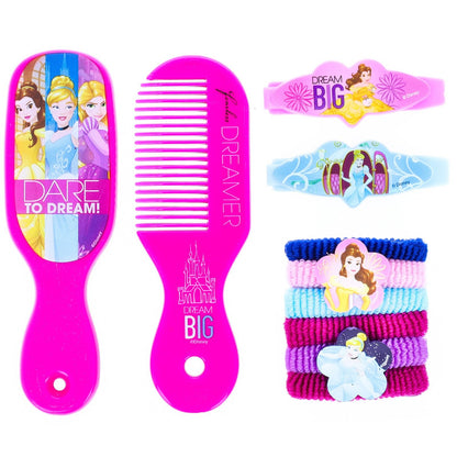 2 Pack Disney Princess Girls 10pc Dress Up Play Hair Style Brush & Backpack, view 2