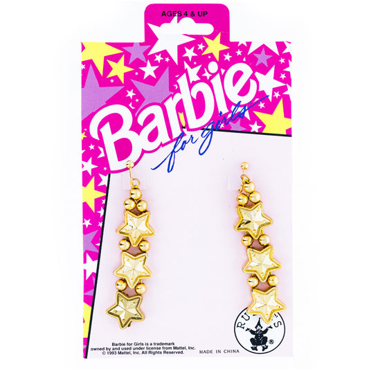Girls gold star bundle set with Barbie dangle earrings for dress-up activities
