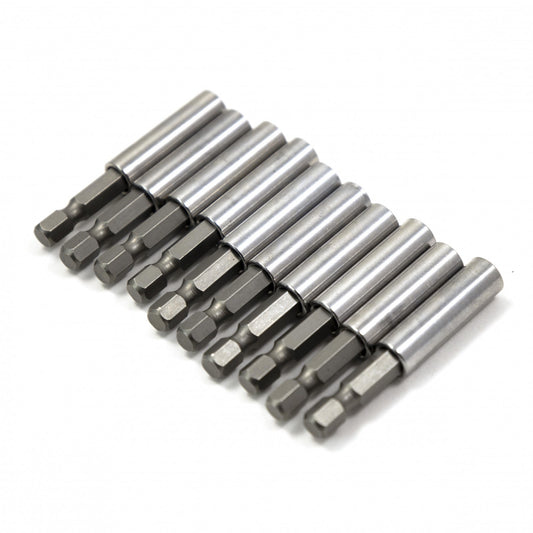 10 Pack of .25in Hex Shank Magnetic Bit Extension Holder for Power Tools, view 2