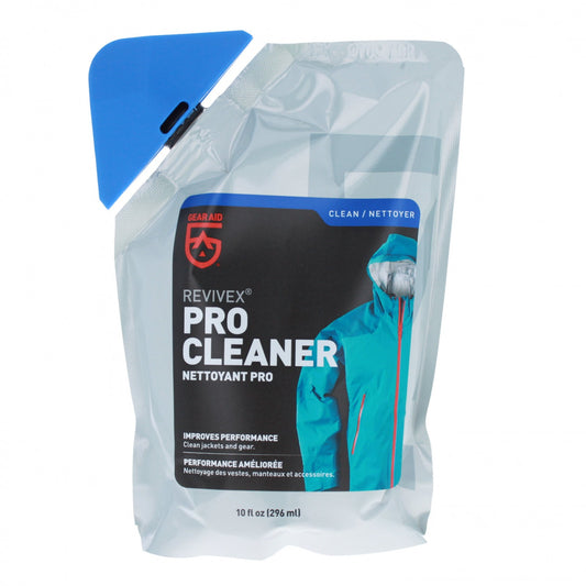 Gear Aid ReviveX Pro Cleaner bottle labeled as 4x concentrate, 12 oz size.