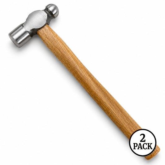 Two small ball peen hammers with hardwood handles, 4oz size, shown side by side.