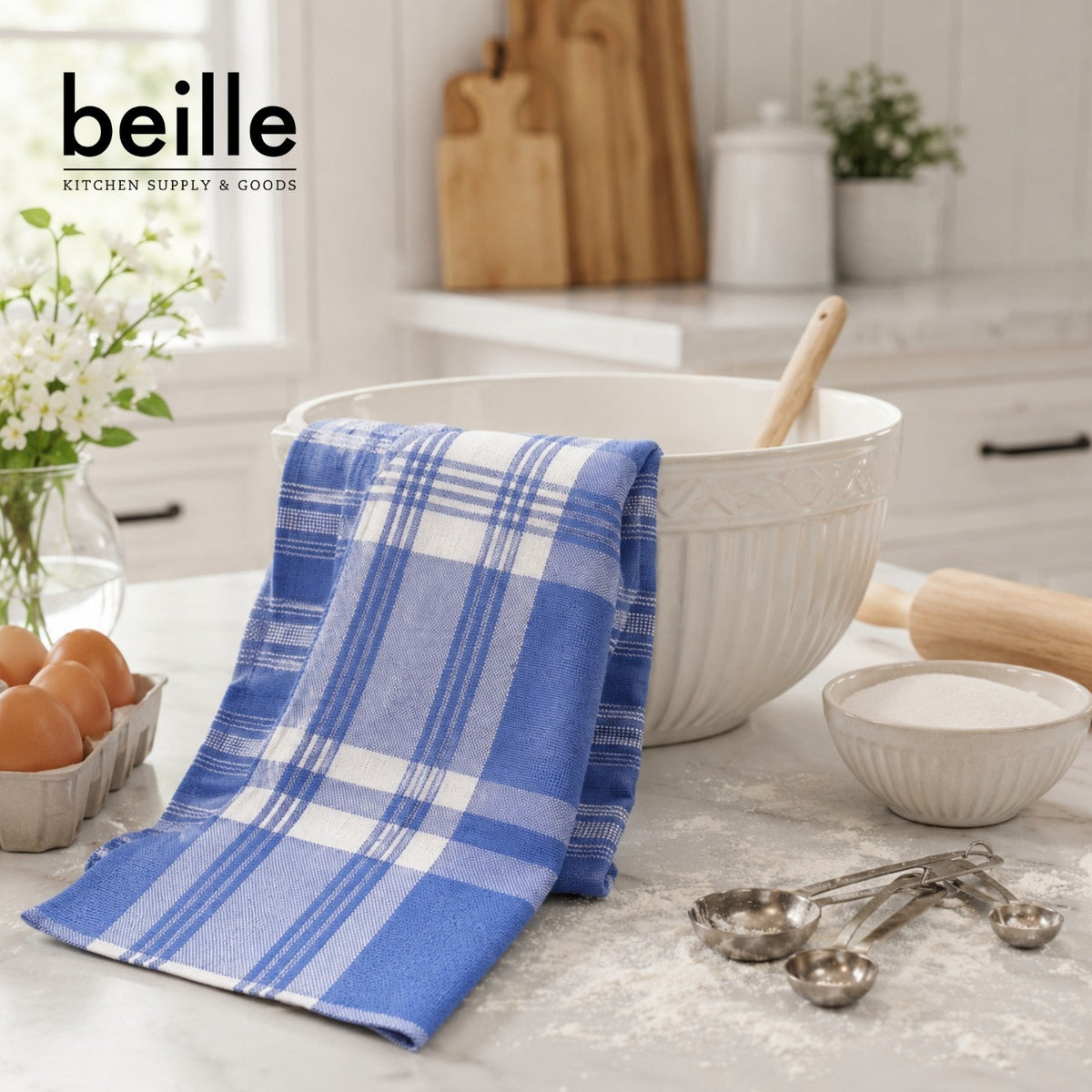 2 Pack Beille 100% Cotton Kitchen Dish Cloth & Tea Towels Machine Washable 5pk