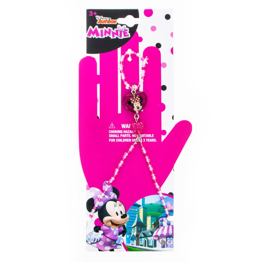 Disney Minnie Mouse girls beaded ring and bracelet set with glitter charm