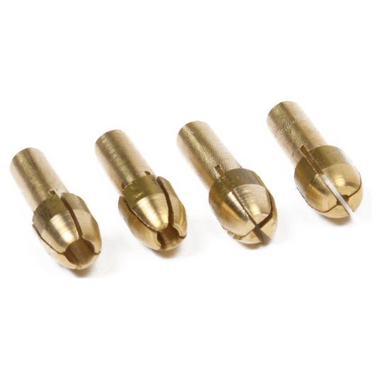brass collet set with four assorted sizes for rotary tools