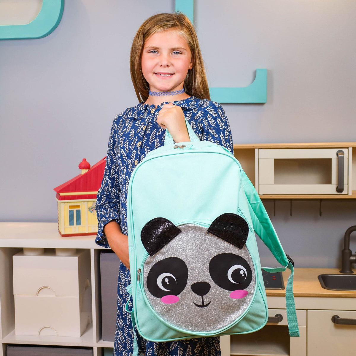 2 Pack Kidplokio Kids School Backpack Critter Panda Face for Children, view 3