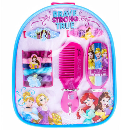 2 Pack Disney Princess Girls 10pc Dress Up Play Hair Style Brush & Backpack, view 3