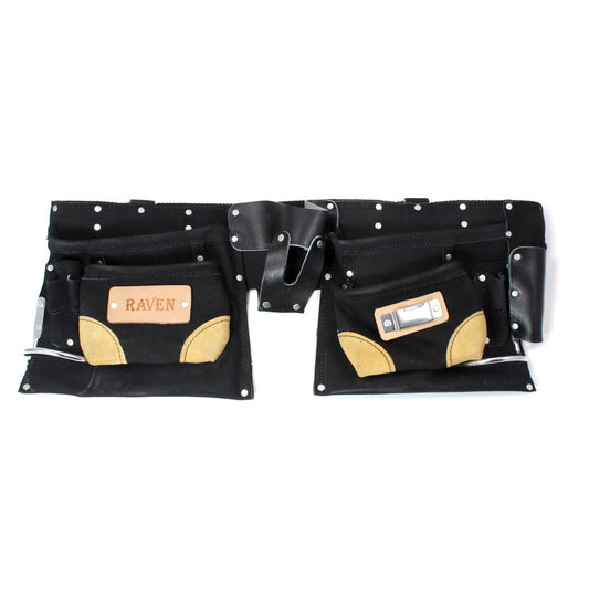 Heavy-duty suede leather carpenter tool belt with 9 pockets for hammer and nails