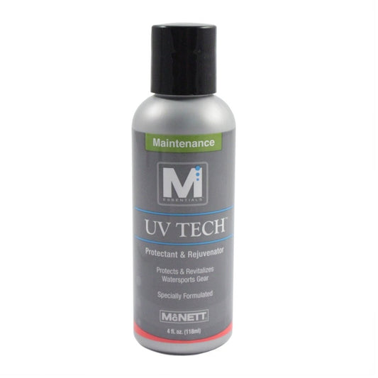 Small 4oz bottle of UV Tech neoprene protectant and rejuvenator detergent for outdoor use