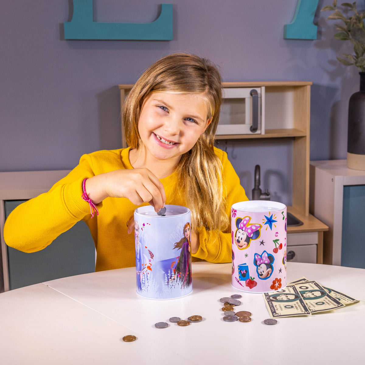 2 Pack Licensed Kids Coin Tin Piggy Bank Learning Savings Tools for Kids, view 4