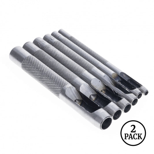 Two six-piece carbon steel punch sets for leather working