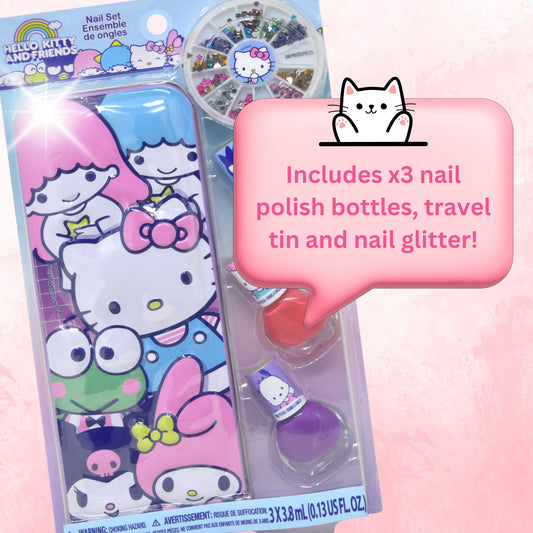 Hello Kitty Friends 4pc Nail Polish Set for Girls with Travel Tin Ages 3 and Up, view 2