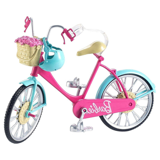 Barbie Bicycle Cruiser pretend play set with flower basket and helmet