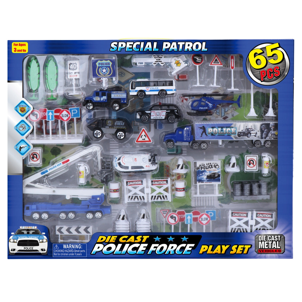 Kidplokio 65pc Pretend Play Diecast Cars Playset Boys Ages 3 and Up (5 Themes), view 12
