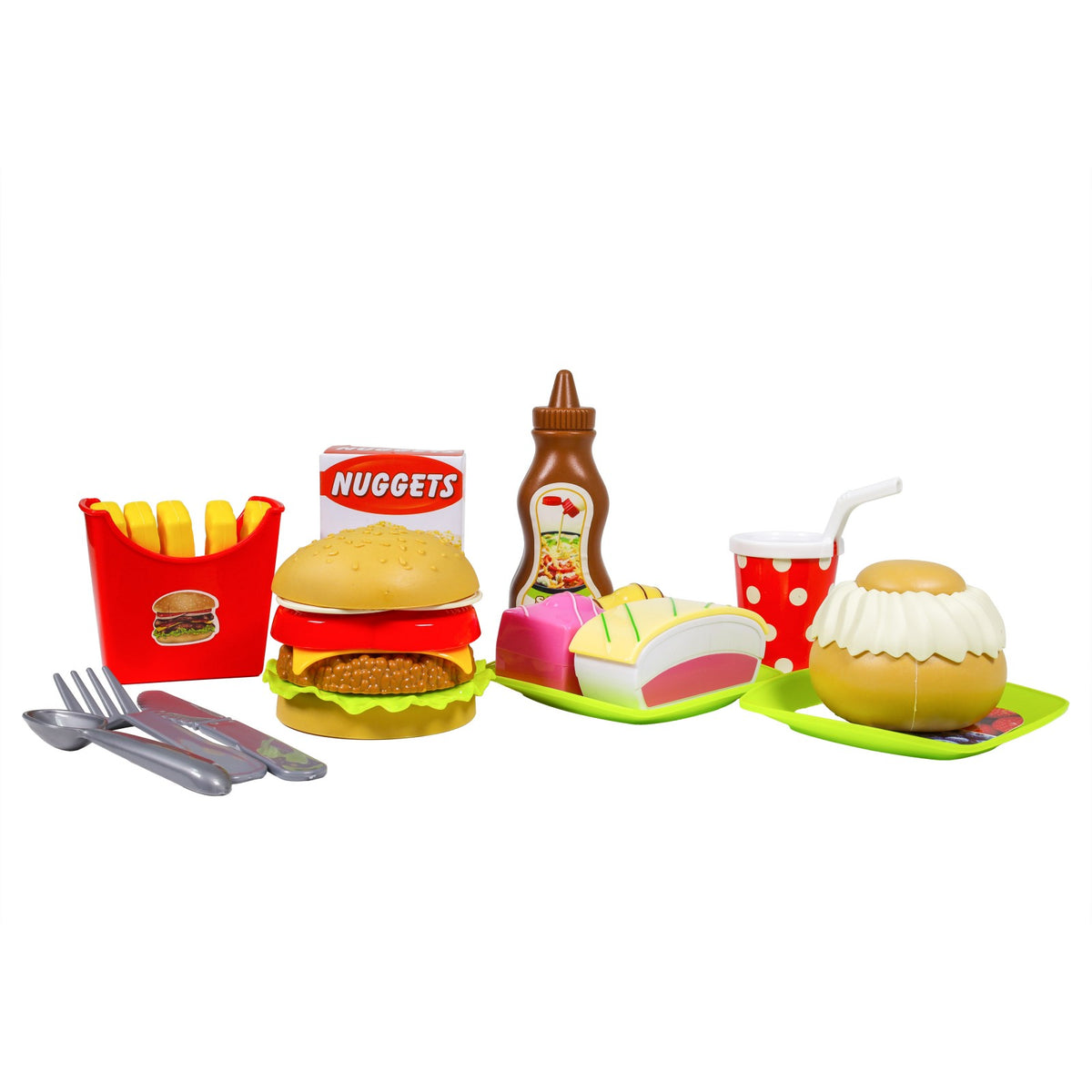 Kidplokio Kids Pretend Play Food Set Fun Picnic Plastic Food Utensils Assorted,, view 3