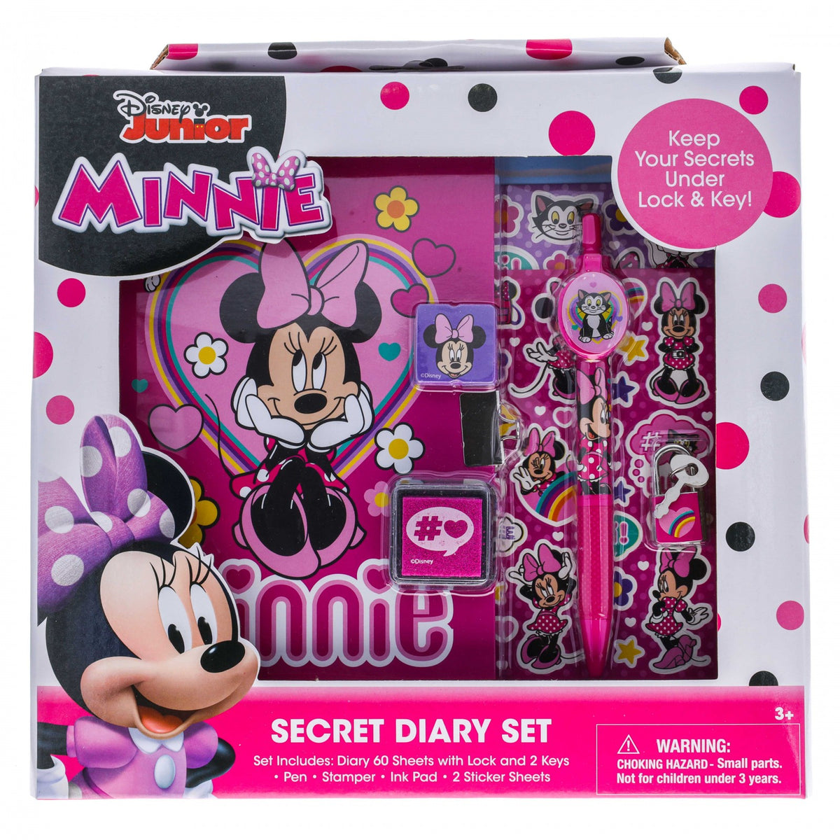 Disney Minnie Mouse 8pc Diary with Lock Stationery Set Girls Ages 3 and Up, view 3