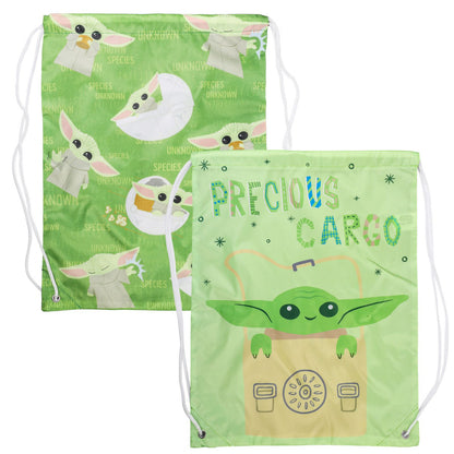 Baby Yoda 2pc Kids 18 Inch Cinch Bags Travel Backpacks Drawstring Totes Set, view 2