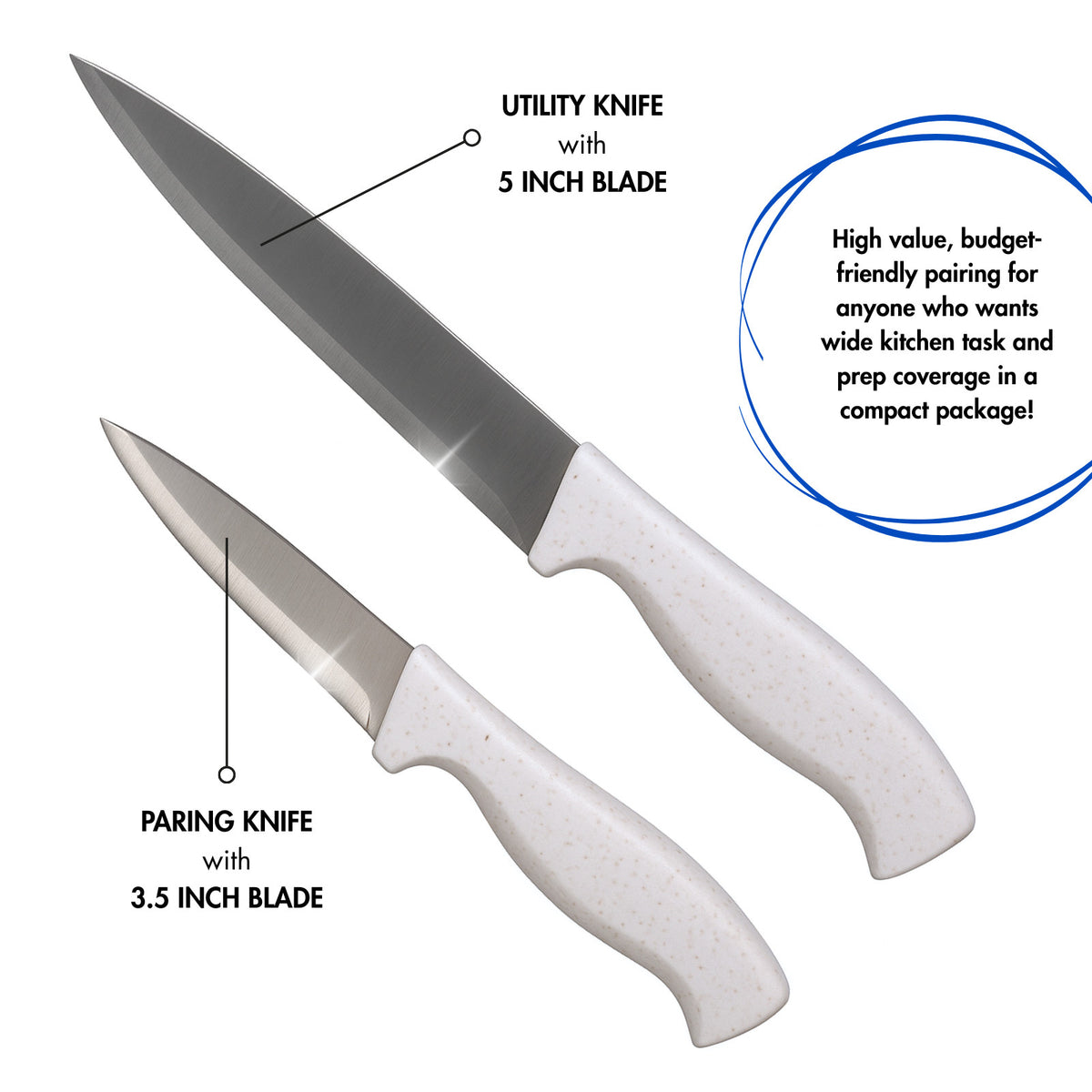 Beille Stainless Steel and Wheat Fiber Handle Kitchen Knives (Many Styles)