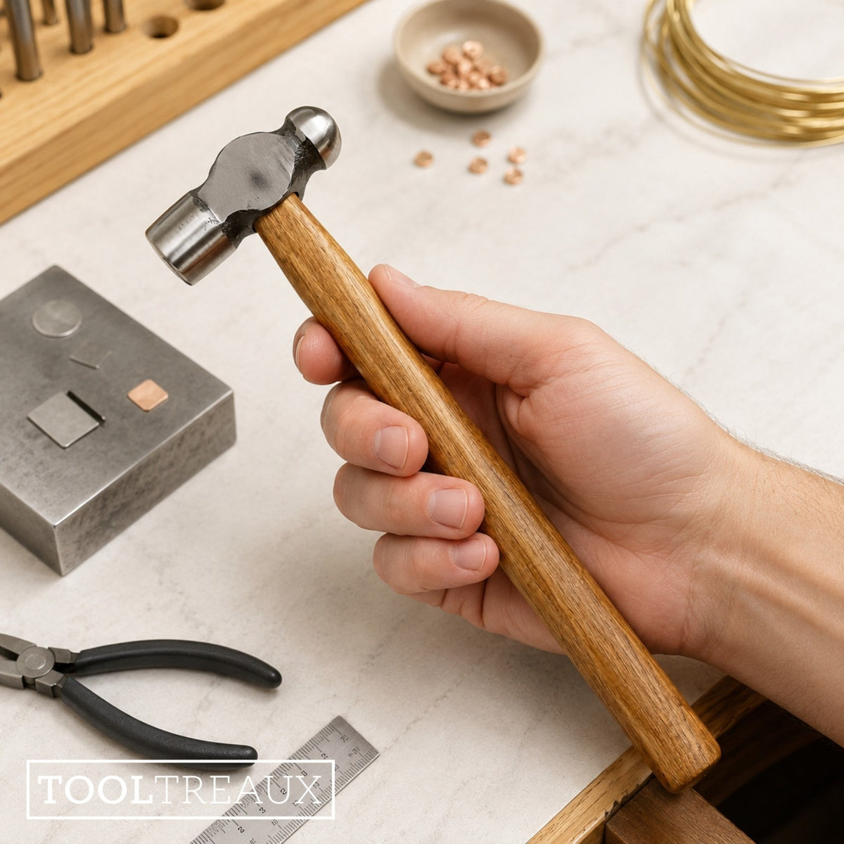2 Pack ToolTreaux 4oz Ball Peen Hammer w/ Hardwood Handle, Small Engineers, view 6