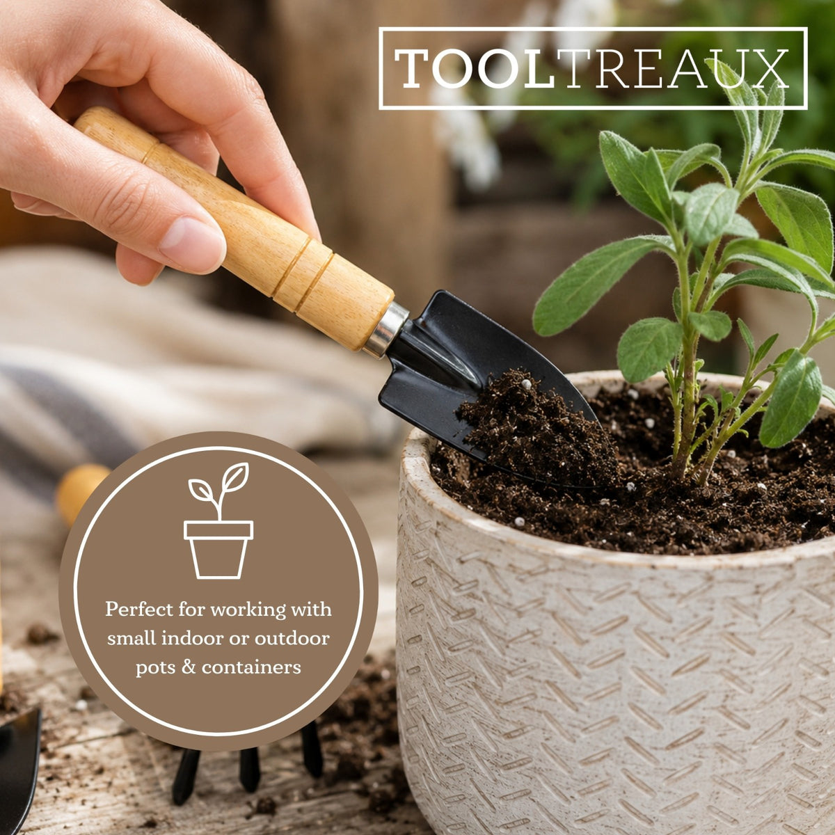 2 Pack ToolTreaux 3pc Mini Garden Tools Set w/ Hand Trowels & Cultivator (7"), view 8
