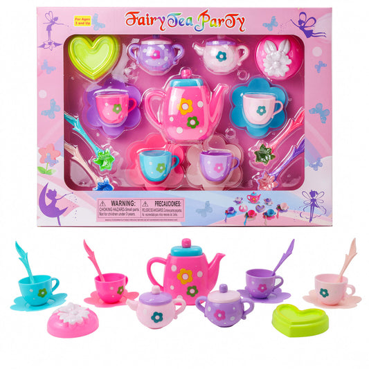 17-piece pink fairytale tea party pretend playset, Kidplokio brand
