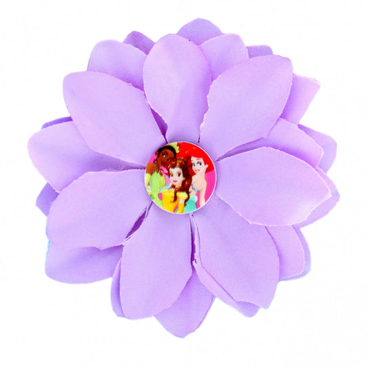 Purple flower hair clip featuring Disney Princess theme for dress up