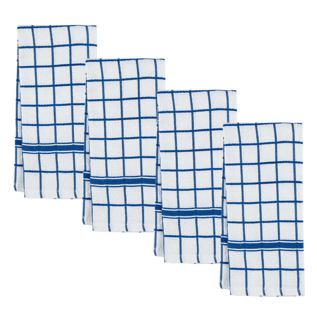 Beille 4pc 100% Cotton Terry Classic Windowpane Dish Towels Set (2 Colors)