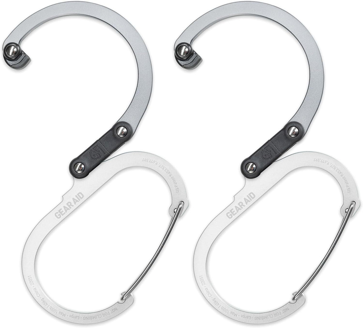 HEROCLIP Large Gray Carabiner Clip and Hook for Camping, Backpack (2 Pack Sizes), view 8