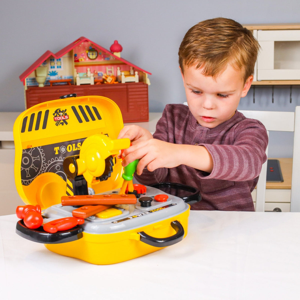 Kidplokio 28pc Construction Toys Tool Box Work Bench Playset for Boys, Ages 3, view 5