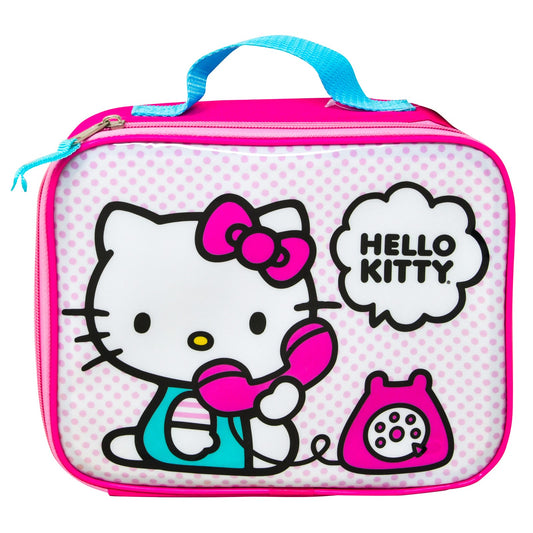 Hello Kitty 9 inch rectangle lunch bag with cartoon print for girls age 3+
