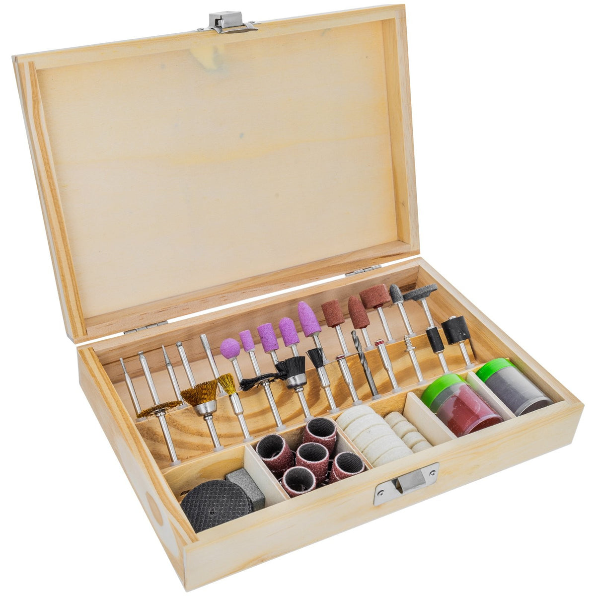 Universal Tool 100pc Polish Sand Cut Rotary Accessory Set in Wooden Box, view 2