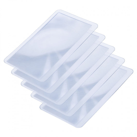 Set of five credit card-sized wallet magnifiers