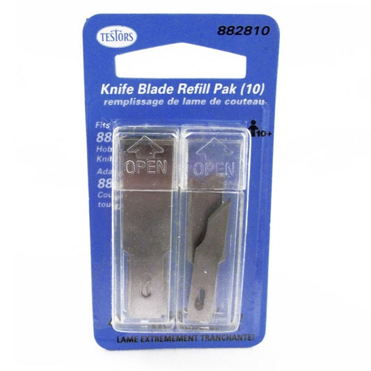 Ten replacement razor knife blades arranged together, designed for 8828 hobby knife use