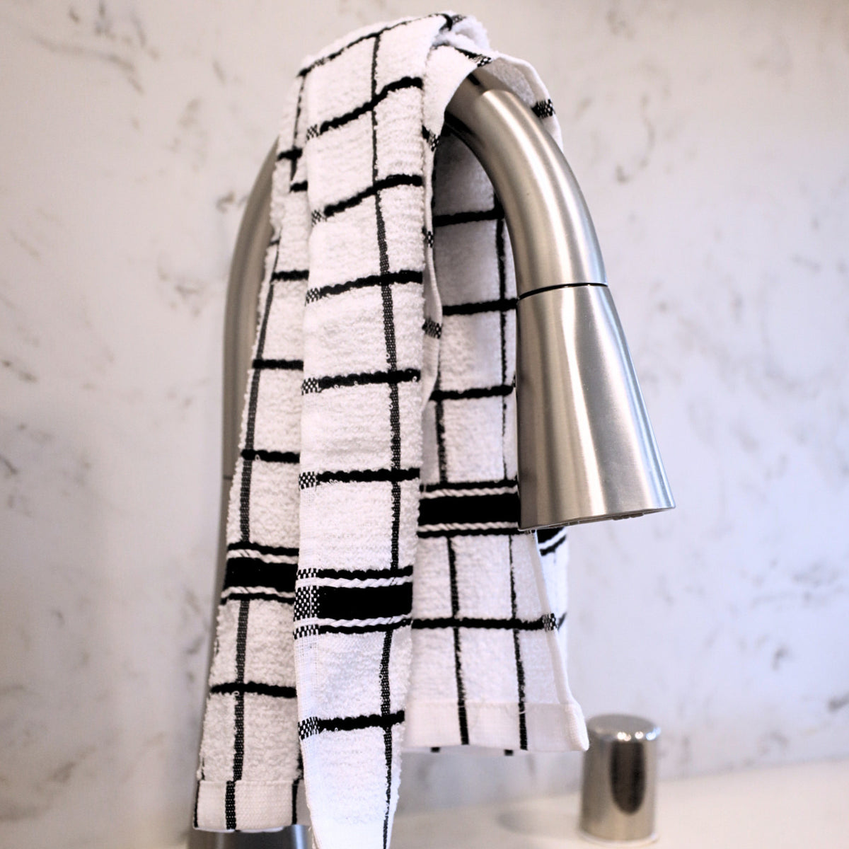 Beille 4pc 100% Cotton Terry Classic Windowpane Dish Towels Set (2 Colors)