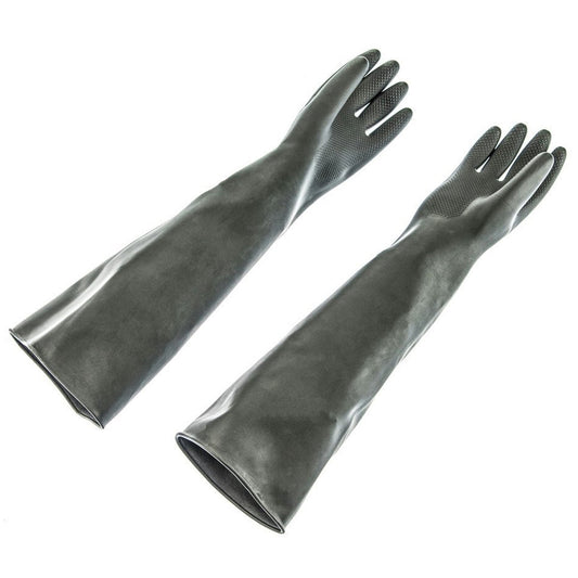 Pair of 24 inch full length rubber gloves, medium weight, for lab or industrial use