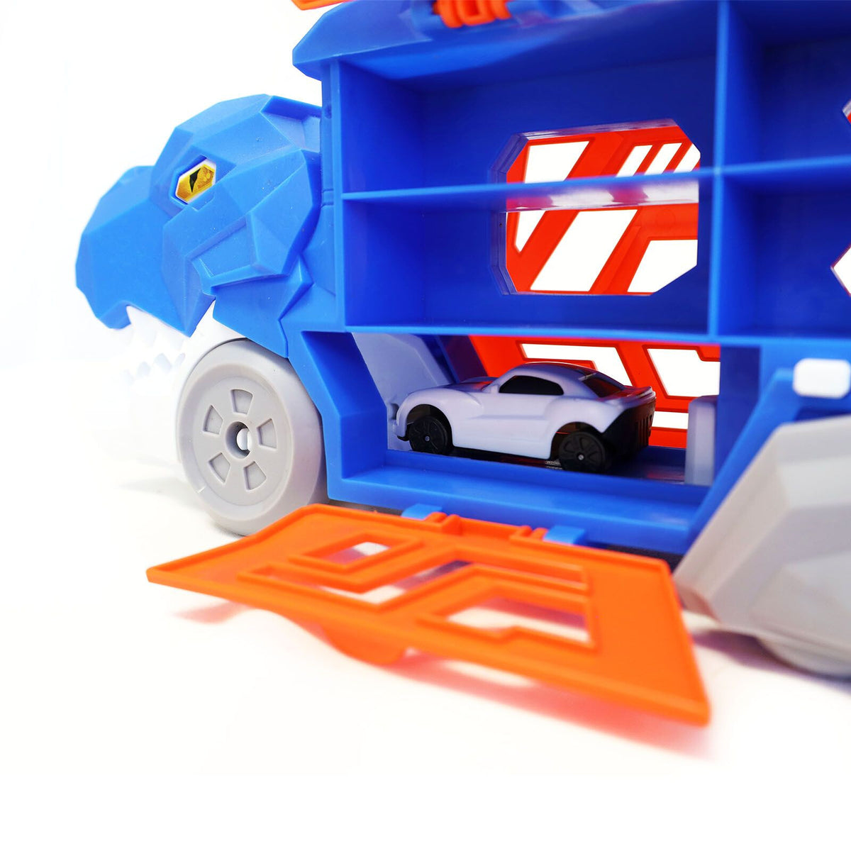 Kidplokio 3 in 1 Ultimate T Rex Diecast Cars Transporter Truck Toy (2 Colors), view 8