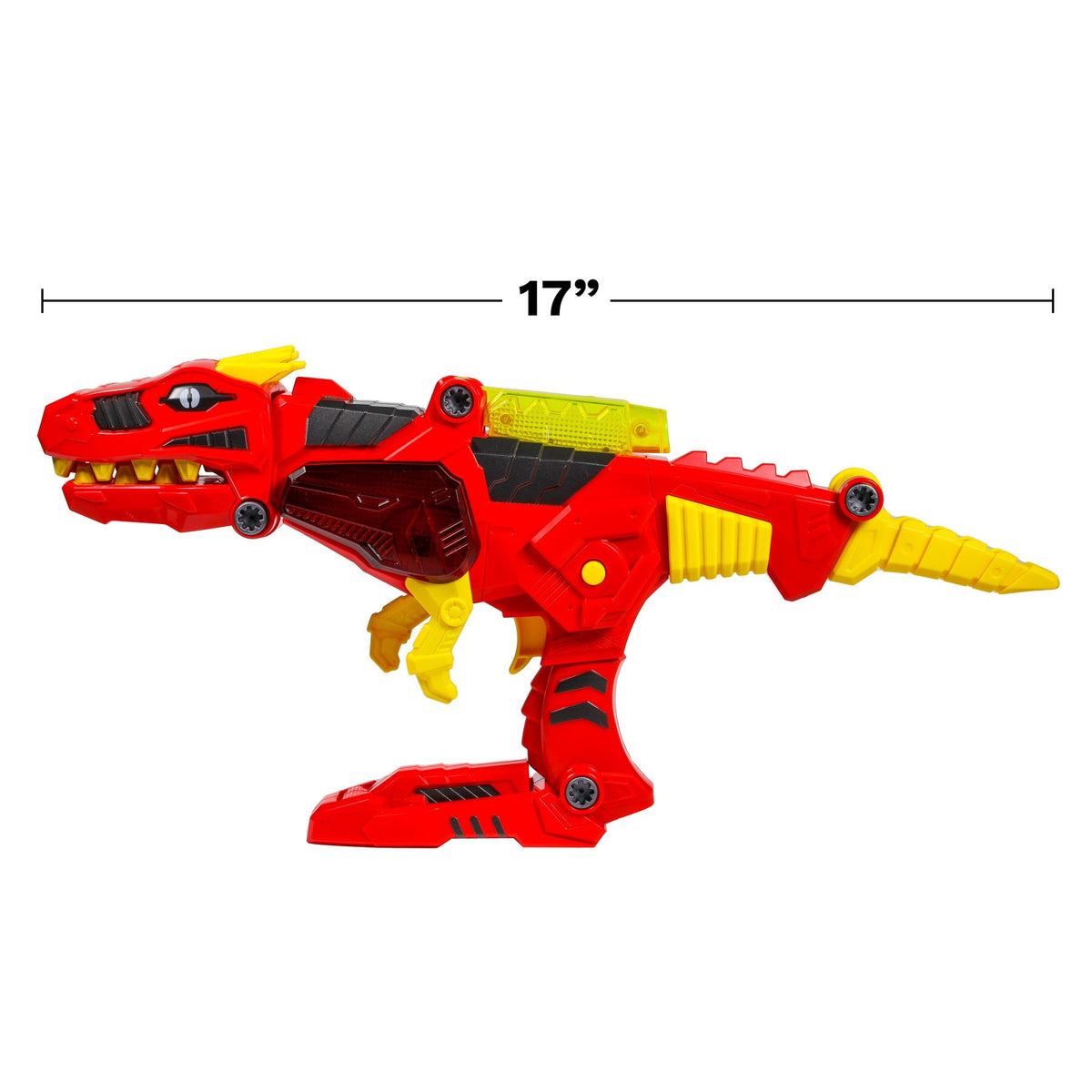 Kidplokio 3 in 1 Transforming Dinosaur Toy Space Blaster Lights and Sounds, Red, view 10