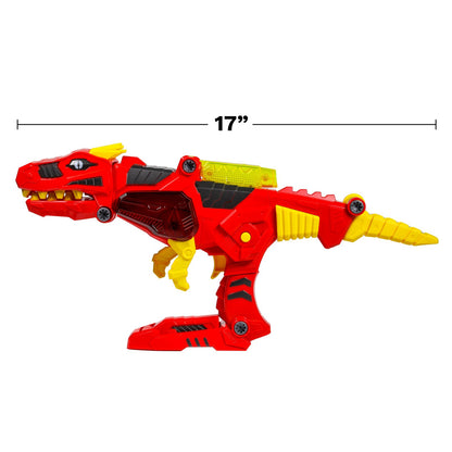 Kidplokio 3 in 1 Transforming Dinosaur Toy Space Blaster Lights and Sounds, Red, view 10