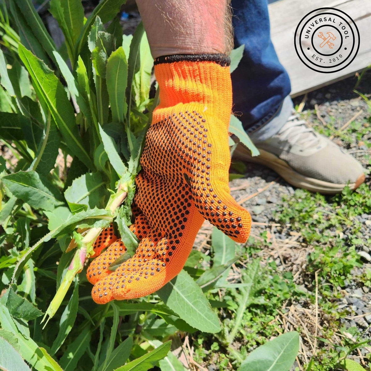 2 Pack 1 Pair Universal Garden Gloves Unisex One Size, Hi-Vis Dot Knit Grip, view 8