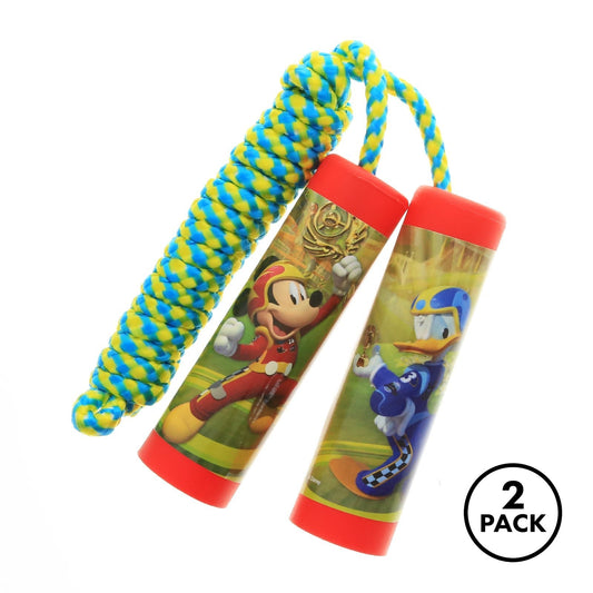 Two Disney Mickey Mouse Roadster Racers jump ropes in packaging featuring Mickey Mouse design