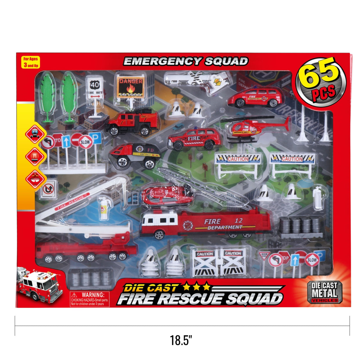 Kidplokio 65pc Pretend Play Diecast Cars Playset Boys Ages 3 and Up (5 Themes), view 6
