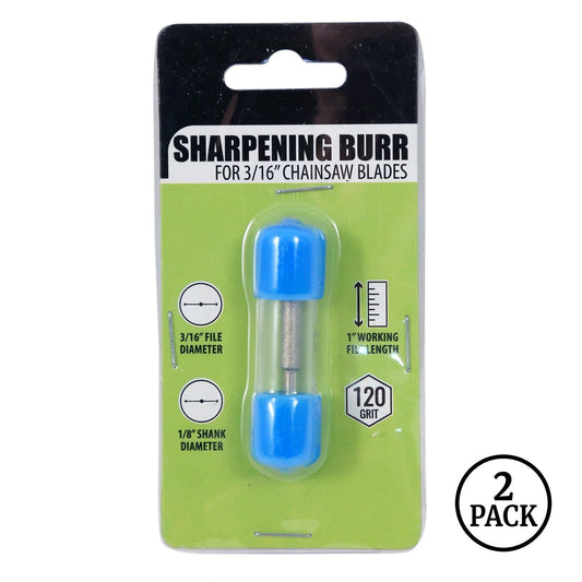 Two diamond sharpening burr files, 3/16 inch size, for chainsaw blade sharpening.