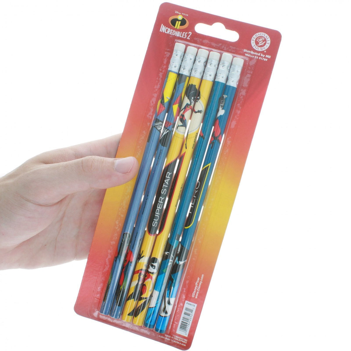 Disney Pixar Incredibles 2 Personalized Pencils Hero Super Star Awesome 6 Pack, view 4