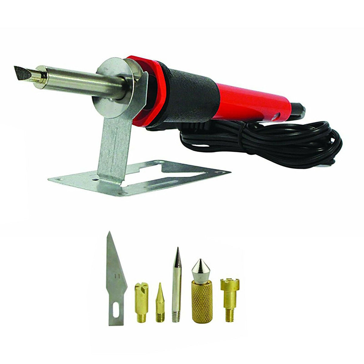 Deluxe wood burning pen tool kit with 9 pieces for hobby and craft use