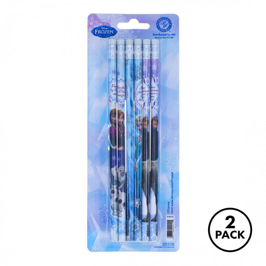 Two packs of Disney Frozen 2 kids wooden pencils with erasers.