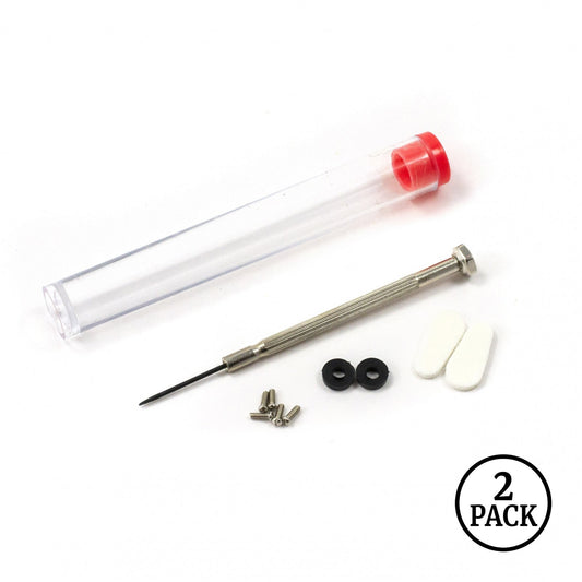 two compact eye glasses repair kits in cases