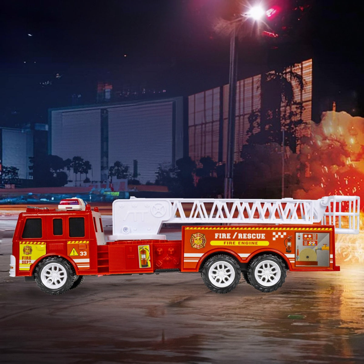 Kidplokio Fire Truck Firefighter Rescue Toy Pull Back Cars, Red, Boys Ages 3+, view 5