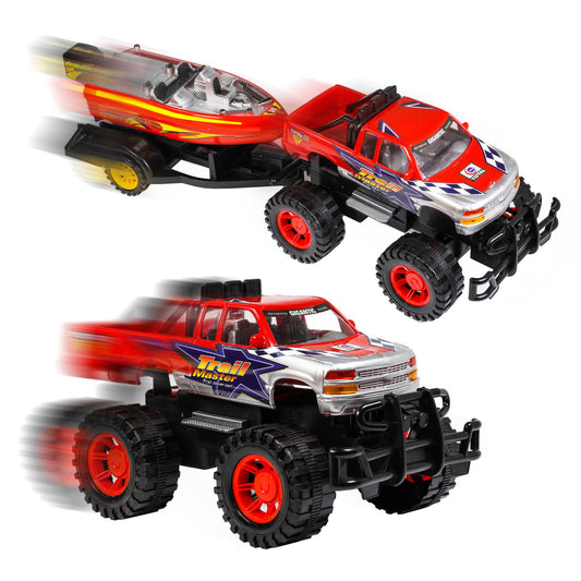 Kidplokio Friction Power Off Road Monster Truck Toy Boat Trailer Hitch for Boys, view 2