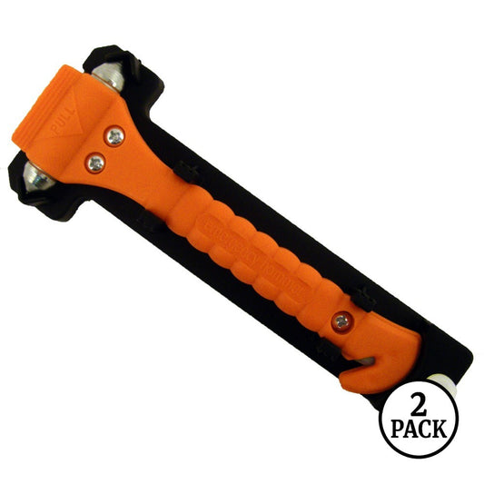 Two emergency hammers featuring window punch and seat belt cutter